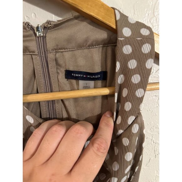 Tommy Hilfiger Brown & White Polka Dot Pleated Mini Pretty Woman Dress - Picture 10 of 15